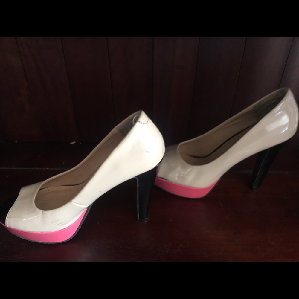 Candies multi colored open toe pumps